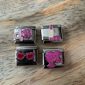 Pink Glam Charm Set – 4 Italian charm Stainless Steel Links